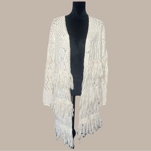 Ivy & Finch Cream Boho Sweater Cardigan - Size Medium